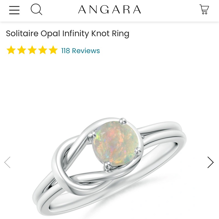 Angara Solitaire Opal Infinity Ring Sz 5